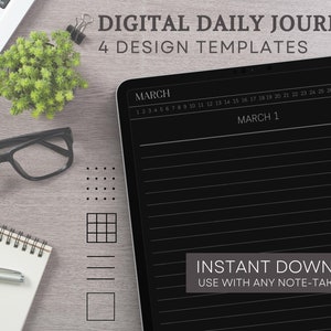 Digitales tägliches Journal, tägliches Journal Digital, GoodNotes Journal, tägliches digitales Journal, tägliche Journal Vorlage, Notizbuch für iPad, digital