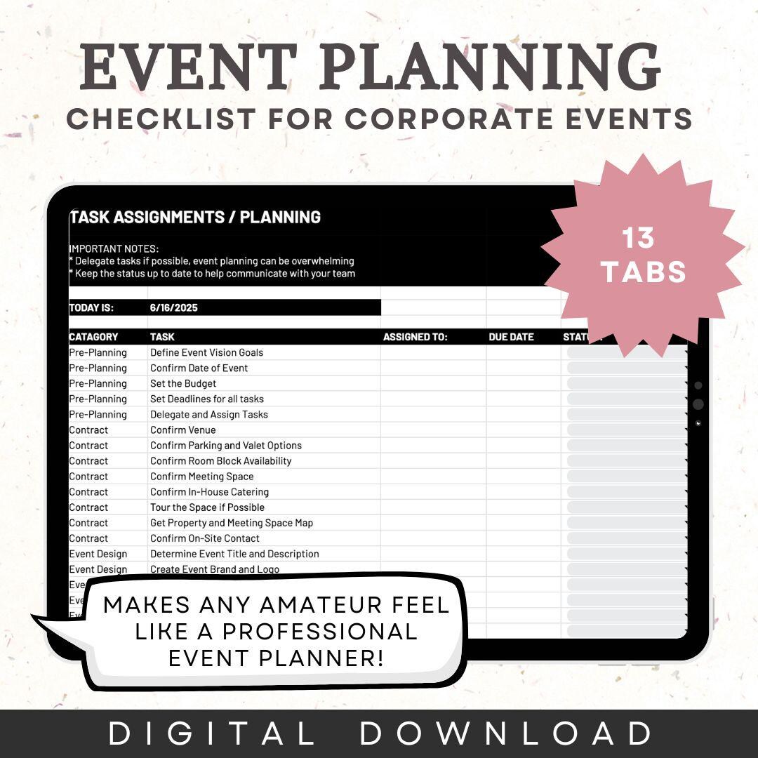 Event Planning Checklist Template for Project Management Template Event ...