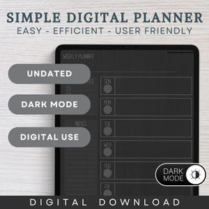 Masculine Planner Digital Planner Dark Mode Digital Planner Simple Planner for iPad GoodNotes Planner Digital Planner Black Planner for Men