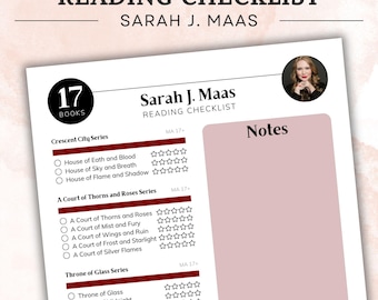 Sarah J Maas Reading Checklist Book Tracker ACOTAR Reading Log Printable Reading Checklist Book List A Court of Thorns and Roses Book List