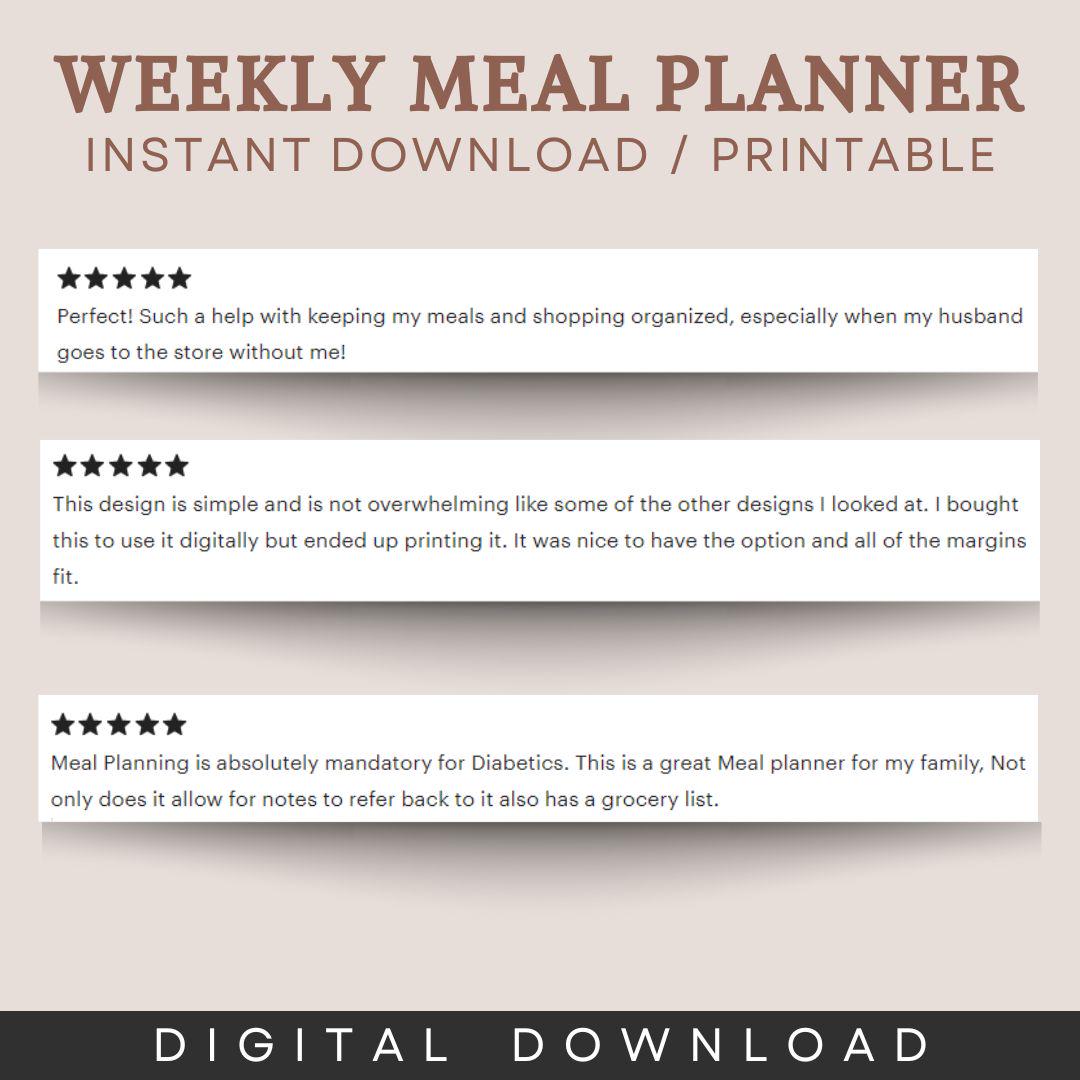 Weekly Meal Planner Family Meal Planner Printable Meal Planning ...