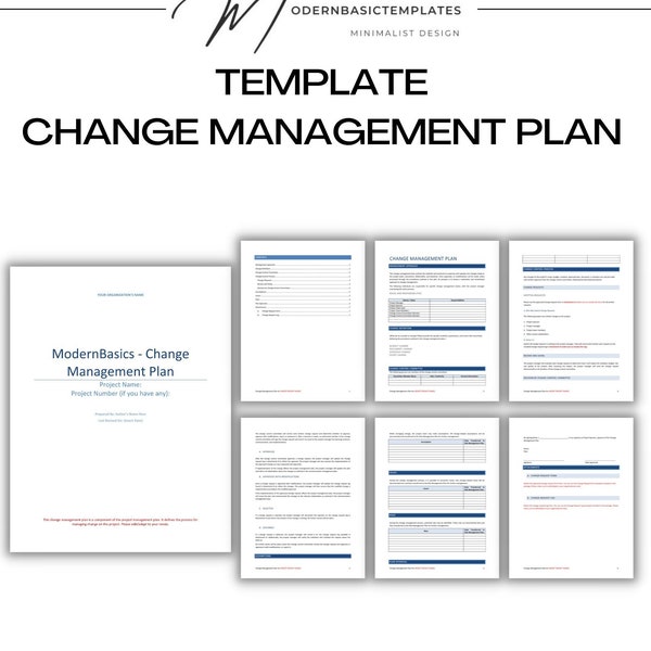 Change Management Plan Template for Effective Organizational Changes, Project Management - Customizable, Editable, Printable in MS Word