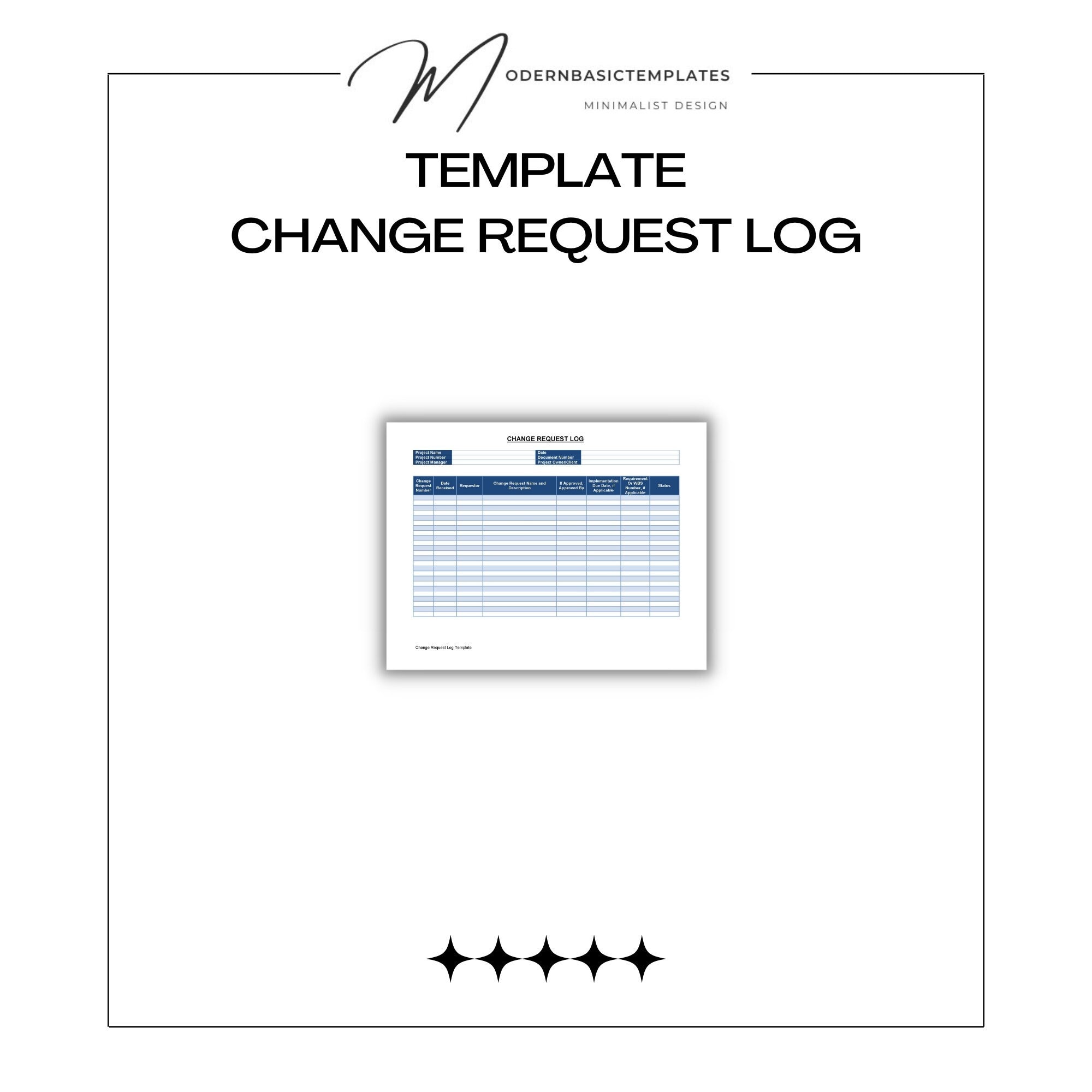 Editable Change Request Log Template Customizable Printable Instant Editable Change Request Log Template Customizable Printable Instant