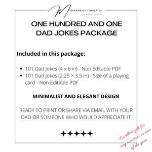 101 blagues de papa uniques - Cadeau drôle pour papa - Carte de blague papa - Imprimable - Accès instantané - Cadeau pour toute occasion - Design minimaliste et élégant