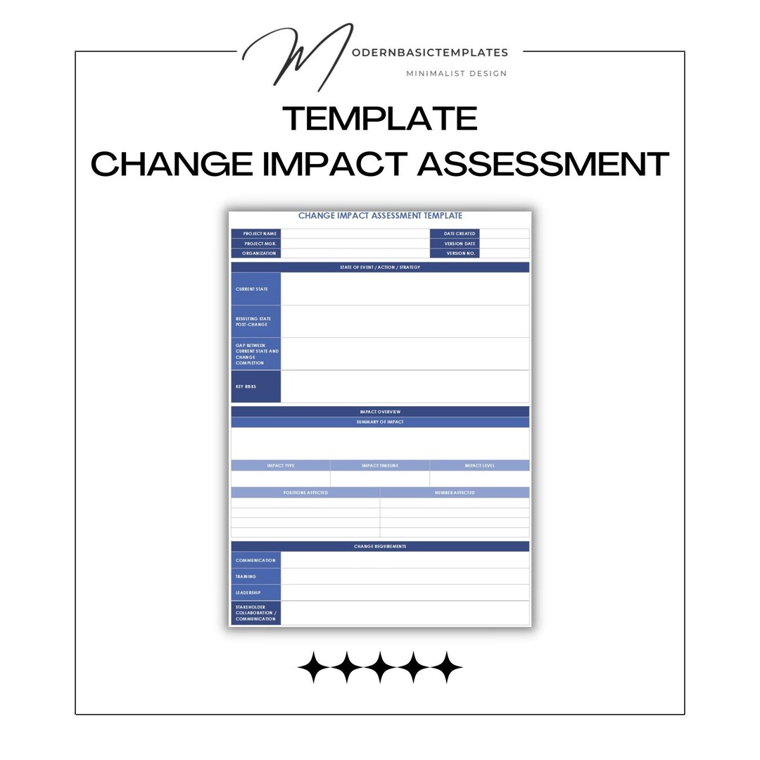 Customizable Change Impact Assessment Template Editable Printable 