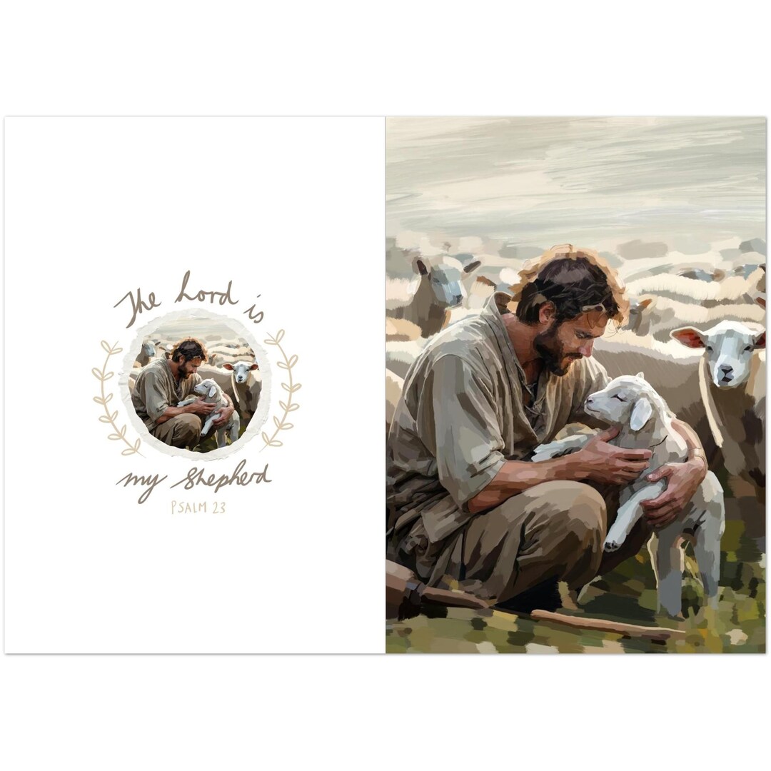 The Lord is My Shepherd Greeting Cards | Psalm 23 Christian Card Set ...