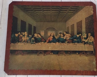 Vintage Last Supper, Christian, Jesus, Print on Wood Picture