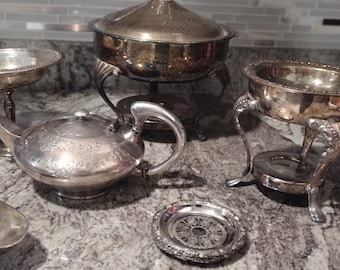 Vintage list of sterling silver plated serving set