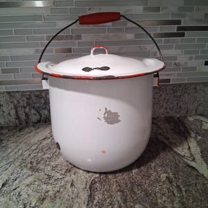 Vintage Enamel Chamber Pot, Bucket