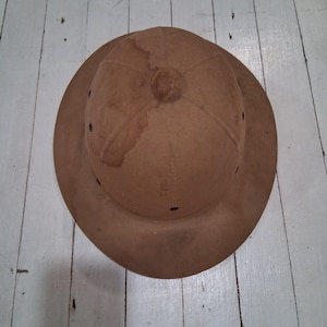 1960s Vintage Pith Helmet, Sunrigid Safari Hard Hat Salacot Topee - Vietnam era, Military