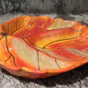 Vintage Large Heavy Ceramic Leaf Platter/ Tray, Fall, Autumn