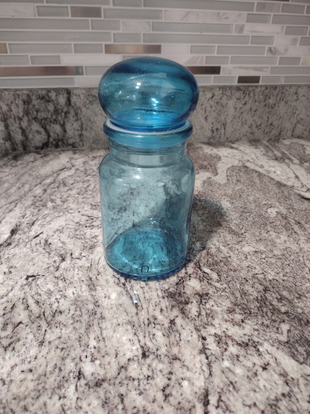 Vintage Blue Glass Apothecary Jar Made in Belgium Etsy