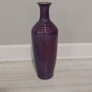Vintage Chinese Monogram Chrome Purple Glazed Vase
