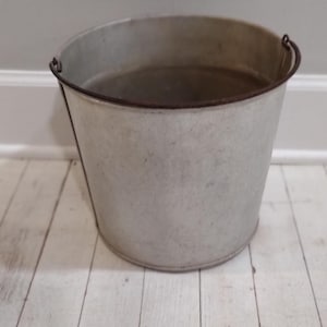 Vintage Galvanized Metal Bucket, Pail