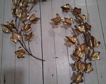 Vintage Homco Home Interior Brass Leaves Ivy Wall Decor