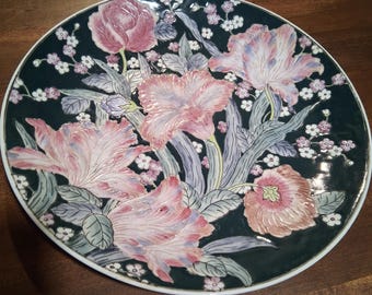 Vintage Porcelain Macau Style Asian Hand Painted Floral Plate