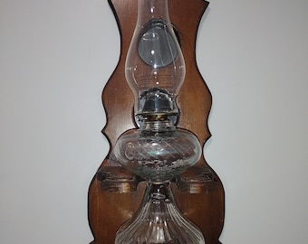 Vintage Kerosene/oil Lamp Latern with Wooden Stand
