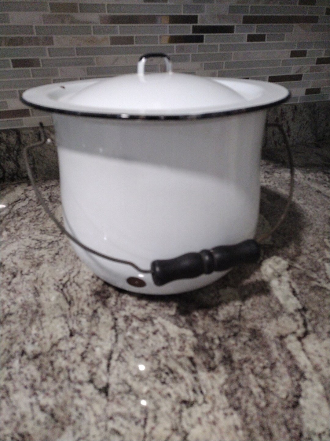 Vintage White Enamel Stock Pot, Kitchen, Lidded Pot Etsy