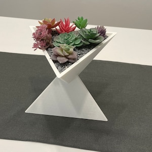 Triangulation: Double pyramid shaped geometric planter. Modern, minimalist pot for succulents, cactus, bonsai, and other house plants.