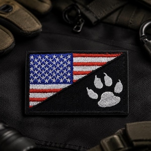 Premium US Flag with Paw Patch - Embroidered Tactical Patches with Hook and Loop, Durable for Backpacks, Jackets, Hats, Dog Harnesses
