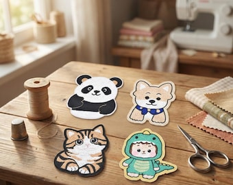 4-delige opstrijkpatches voor kleding – schattige geborduurde opstrijkpatches voor kleding, rugzakken, jeans, shirt, jas, jurk, hoed en tas