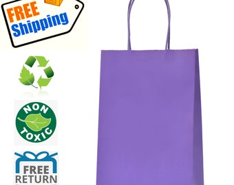 Purple Gift Bags: Small Gift Bags with Handle. Great for Christmas, Halloween, Gifts, Holidays, Birthday, Shower, Party, Favors, Goodies