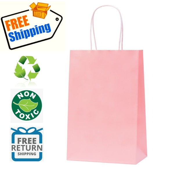 Pink Gift Bags: Small Gift Bags with Handle. Great for Gifts, Wedding, Birthday, Shower, Holiday, Party Favor, Treats & Special Occasions