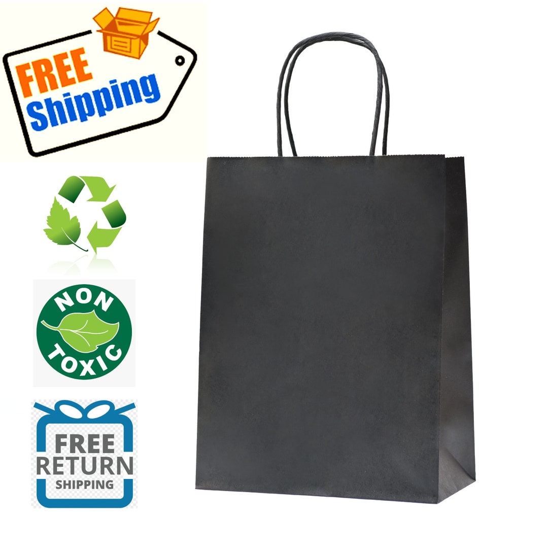Black Paper Gift Bags With Handle Medium Size, New. Great Bags for