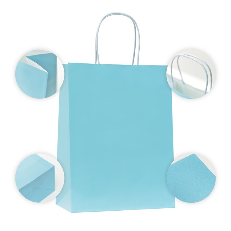 Light Blue Gift Bags Bulk Pack Medium Gift Bags With Handle. for Gifts