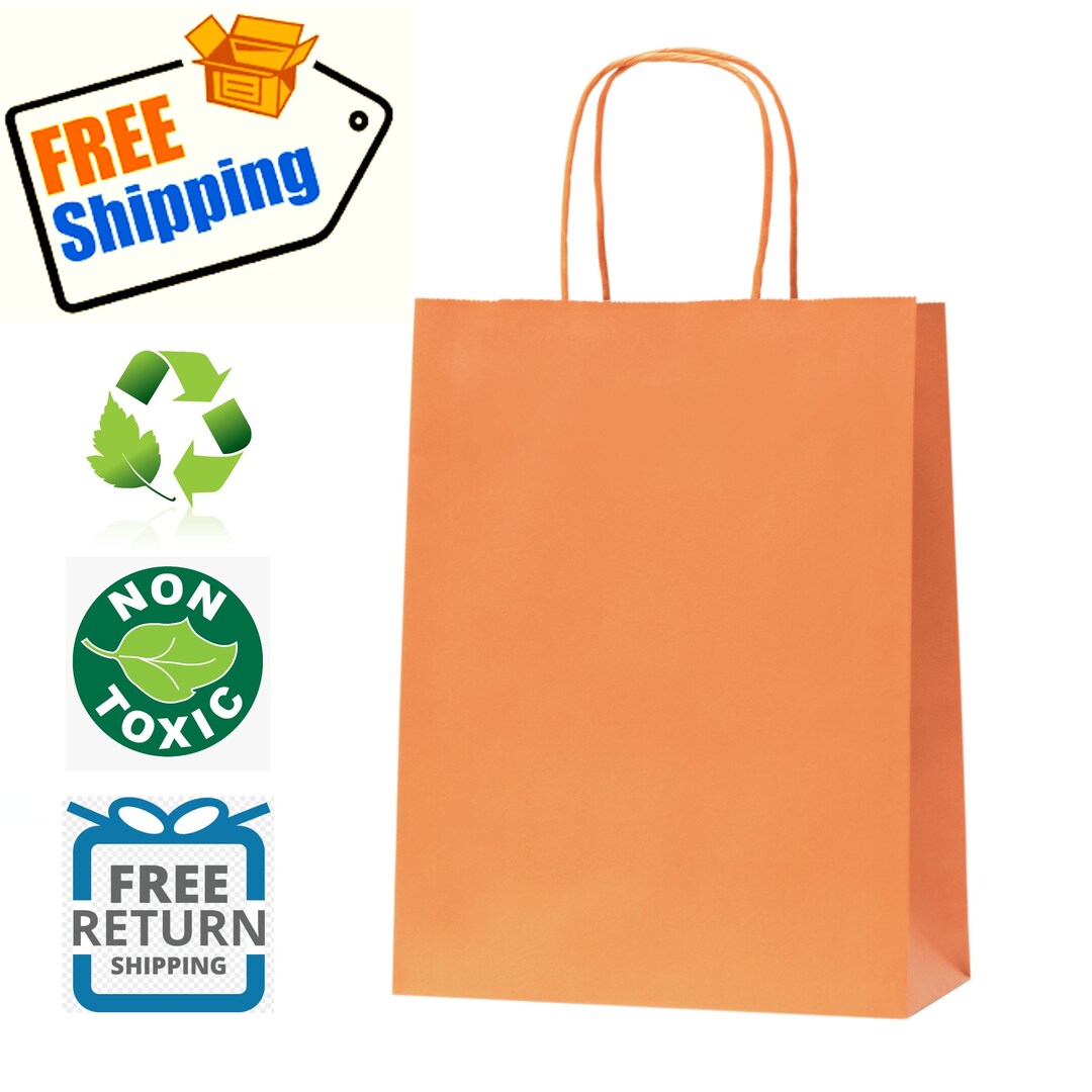 Pumpkin Orange Gift Bags Bulk Pack Medium Gift Bags With Etsy
