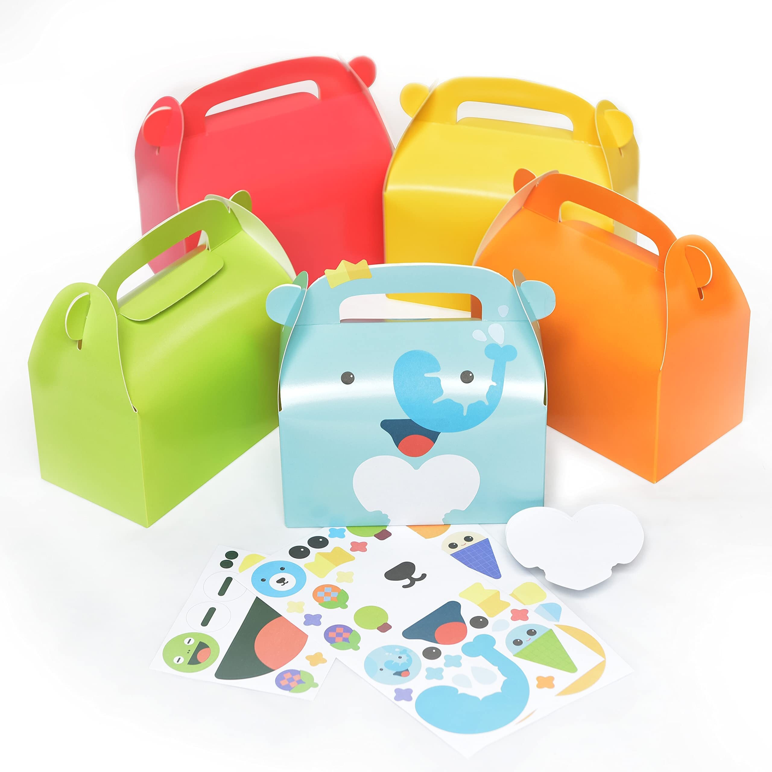 5 Mix Color Paper Box With DIY Fun Creative Adorable Animal Stickers ...