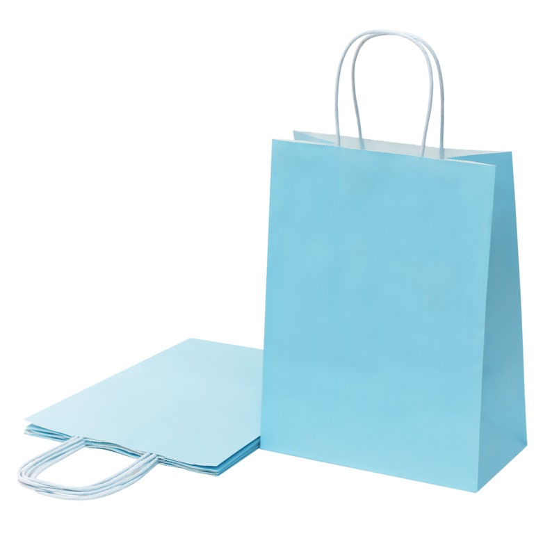 Light Blue Gift Bags Bulk Pack Medium Gift Bags With Handle. for Gifts
