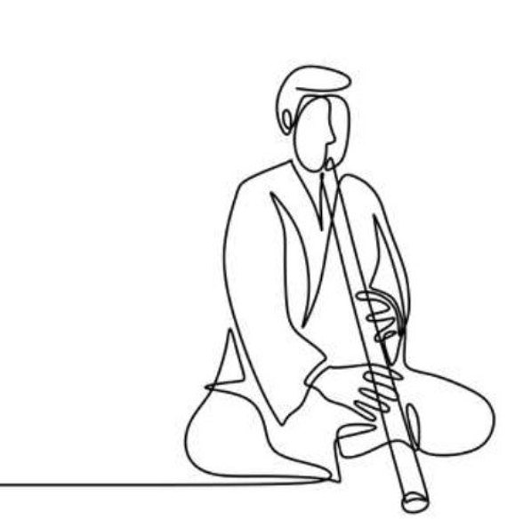 One Continuous Single Line Drawing of a Man With Flute Etsy