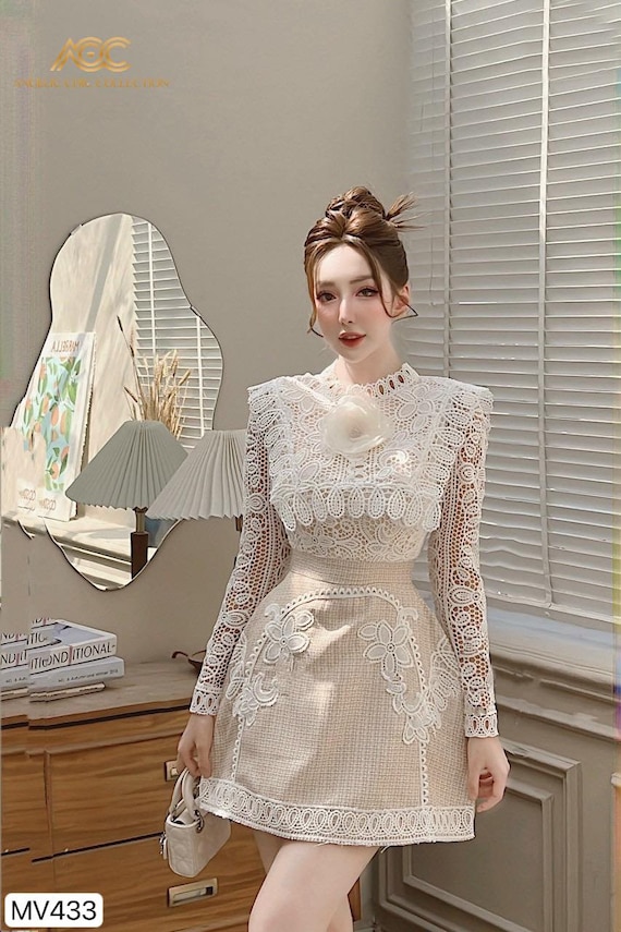 Chic White Lace Women Dress With Long Sleeves, Formal Work Dress for Fall/winter Season, Elegant Christmas Gift for Her, Birhday Gift Dress - Etsy Chic White Lace Women Dress With Long Sleeves, Formal Work Dress for Fall/winter Season, Elegant Christmas Gift for Her, Birhday Gift Dress - Etsy