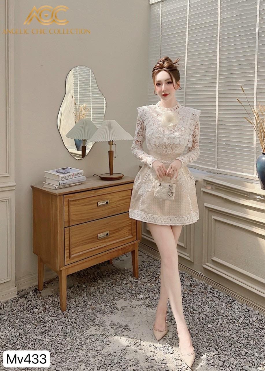 beige lace dress with sleeves Beige wedding dress with sheer long sleeve embroidered bodice