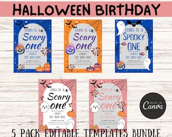 Scary One Halloween Birthday Invitation | Editable Instant Download | Cute Ghost Party | 1st Birthday Invite | Spooktacular Theme