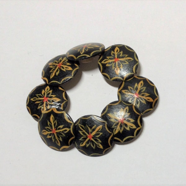 Set of 8 Handpainted Black Cross Design Wooden Buttons