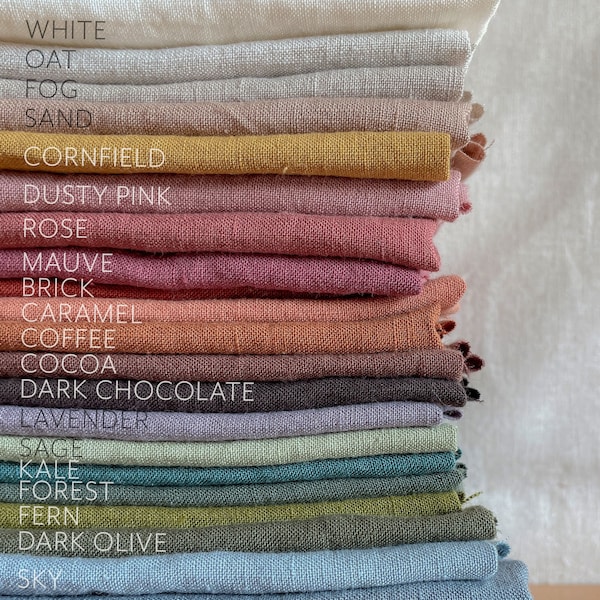 100% Washed Linen - Soft Organic Fabric by the Yard for Quilting, Apparel, Enzyme washed, European flax, OKEO-TEX certified. Ships from U.S.