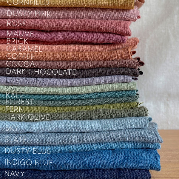 100% Washed Linen - Soft Organic Fabric by the Yard for Quilting, Apparel, Enzyme washed, European flax, OKEO-TEX certified. Ships from U.S.