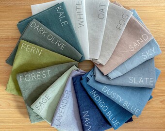 LINEN FAT QUARTERS - Soft Organic Linen Fabric for Quilting, Embroidery, Craft. Enzyme washed 100% European flax, Premium Fabric, 18x22"