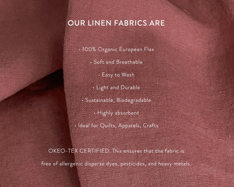 Enzyme Washed Linen Premium Quality 100% Organic Linen Fabric by the Yard. European flax, OKEO-TEX certified. Ships from U.S.A. image 10