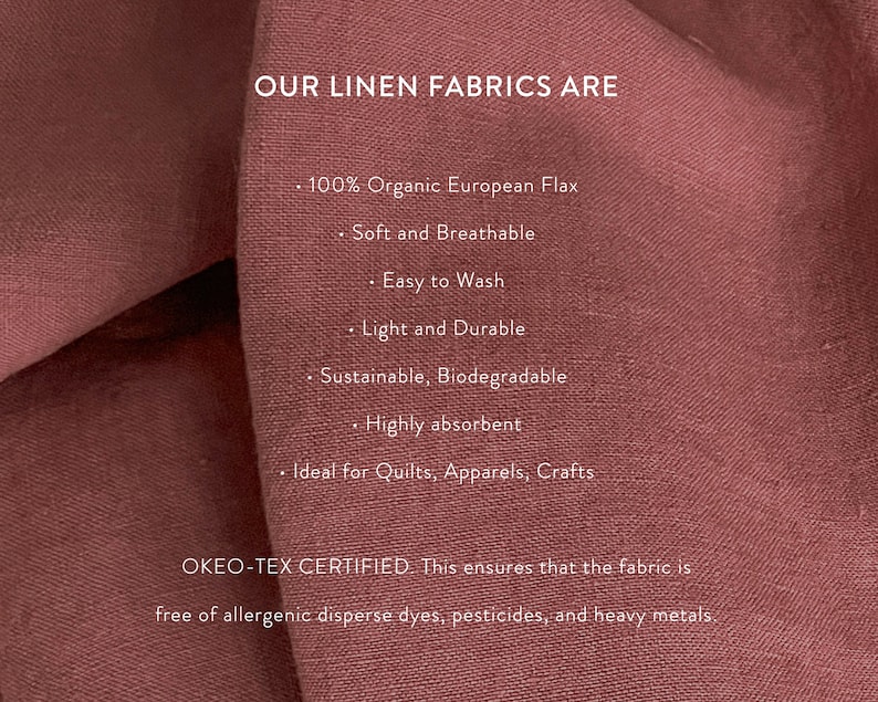 Organic Un-dyed Raw Soft Linen, 100% European Flax, Enzyme Washed, Natural fabric by the yard, OKEO-TEX certified. Ships from U.S. image 6