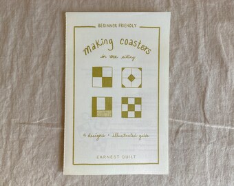 4 Design Coasters PDF Pattern, Quilt Pattern, DIY Tutorial, Printable Zine, Digital Pattern by Earnest Quilt