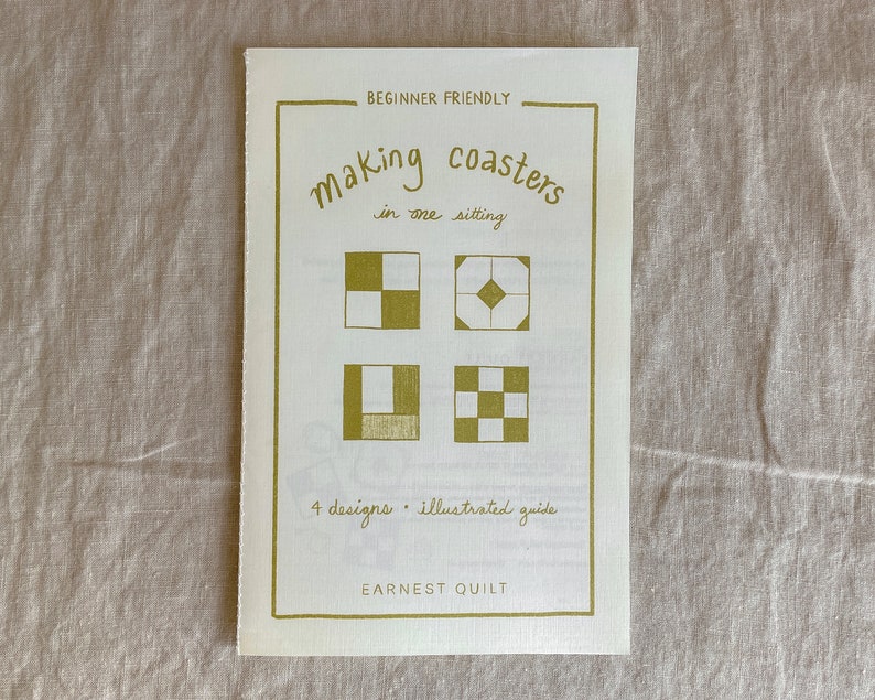 4 Design Coasters PDF Pattern, Quilt Pattern, DIY Tutorial, Printable Zine, Digital Pattern by Earnest Quilt image 1