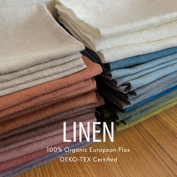 Enzyme Washed Organic Linen Fabric – European Flax, By The Yard, OEKO-TEX certified, Ships from USA