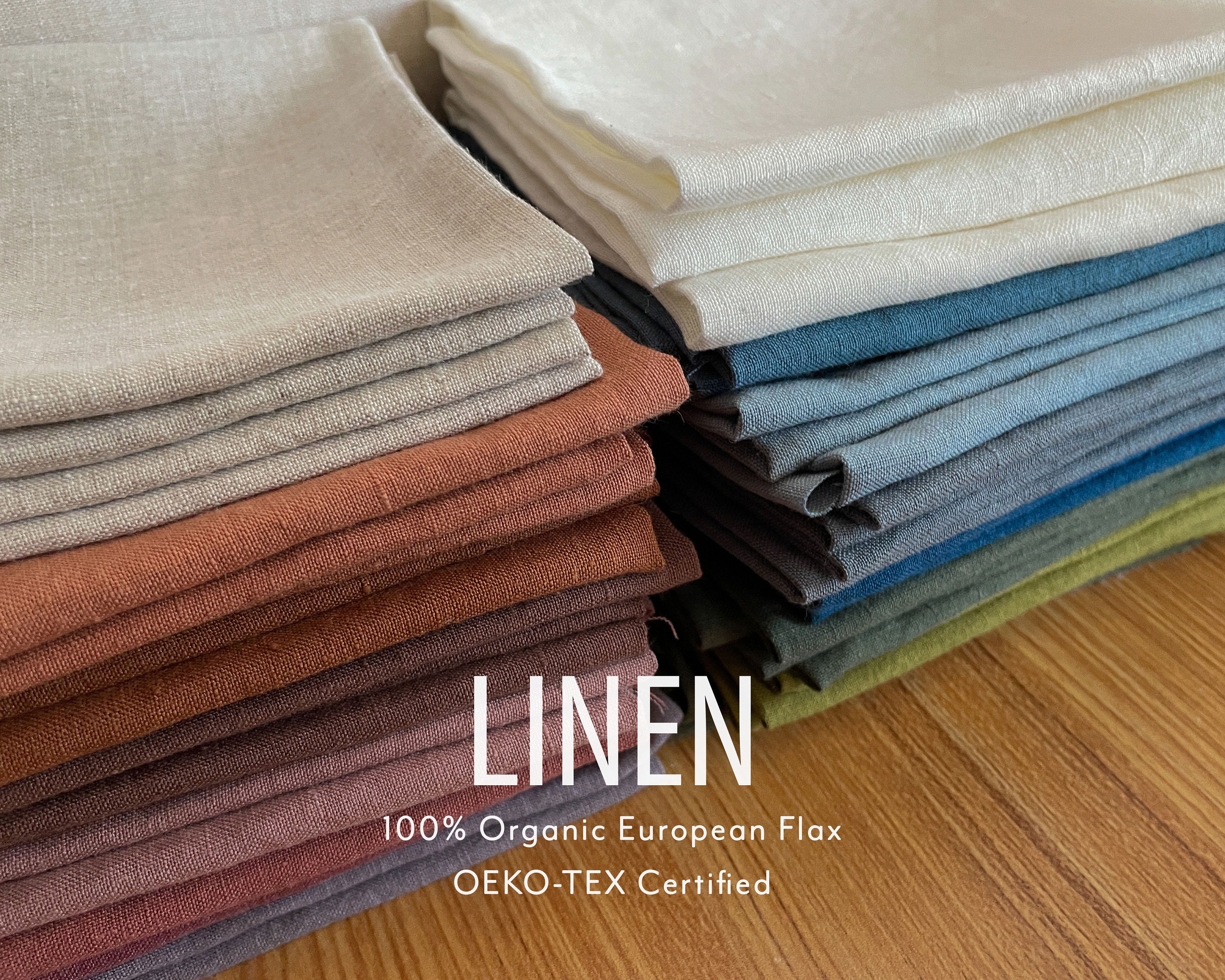 Enzyme Washed Linen - Premium Quality 100% Organic Linen Fabric by the Yard. European flax, OKEO-TEX certified. Ships from U.S.A.