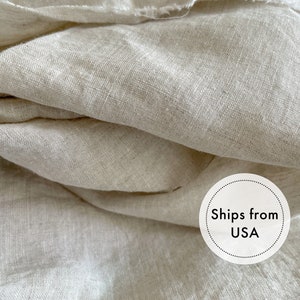 Organic Un-dyed Raw Soft Linen, 100% European Flax, Enzyme Washed, Natural fabric by the yard, OKEO-TEX certified. Ships from U.S. image 1