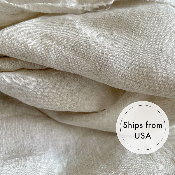 Organic Un-dyed Raw Soft Linen, 100% European Flax, Enzyme Washed, Natural fabric by the yard, OKEO-TEX certified. Ships from U.S.
