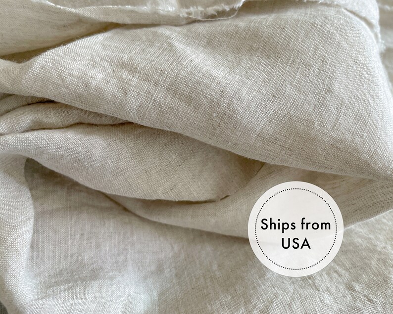 Organic Un-dyed Raw Soft Linen, 100% European Flax, Enzyme Washed, Natural fabric by the yard, OKEO-TEX certified. Ships from U.S. image 1