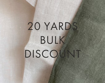 20% Bulk Discount - Organic Linen 20 Yards per color | Soft Organic Premium Linen Fabric, European flax, OKEO-TEX certified. Ships from U.S.